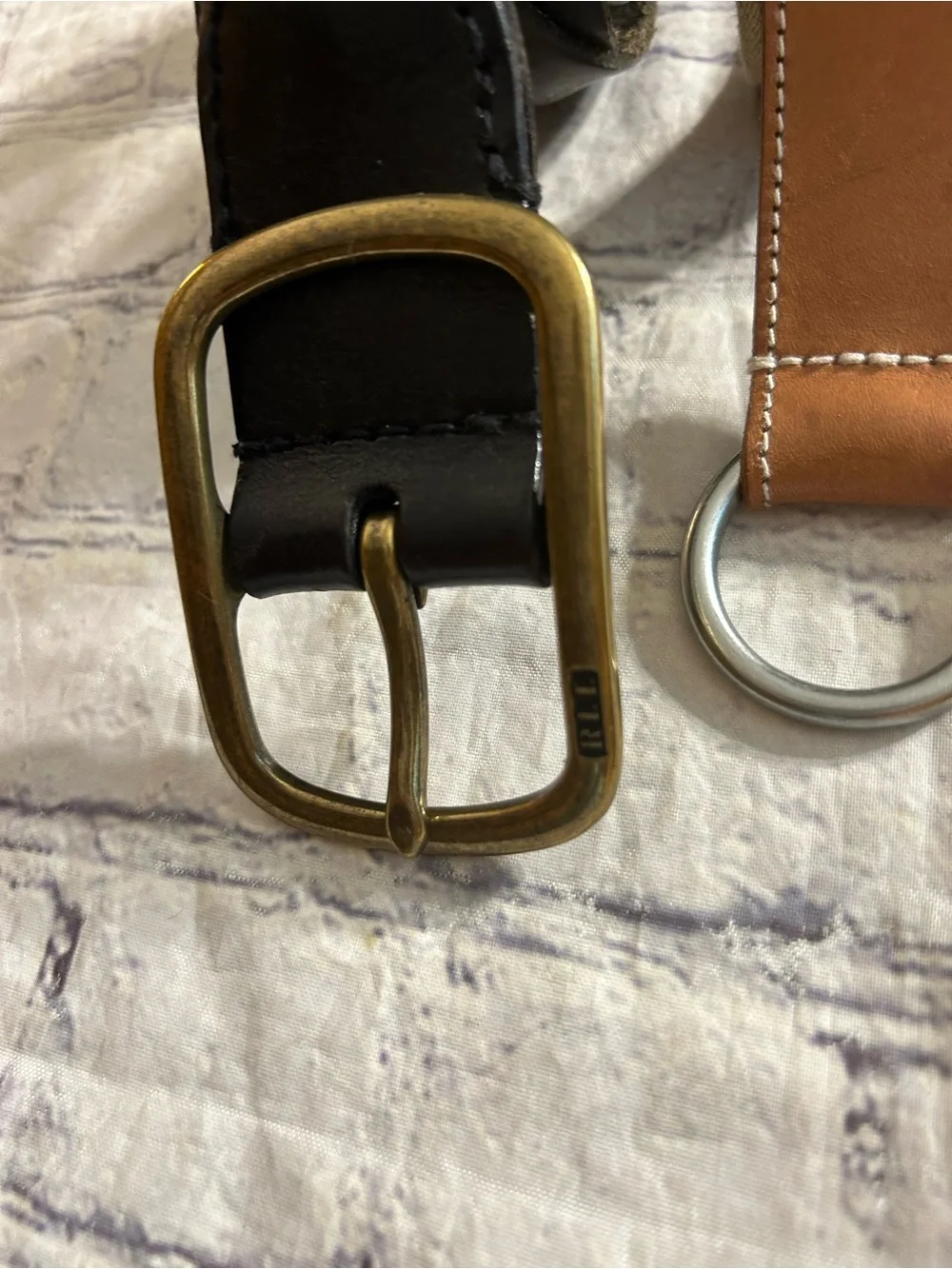 LAUREN RALPH LAUREN (2) BELTS BRAIDED CHUNKY ESPRESSO & PREPPY TAN/NAVY STRETCH